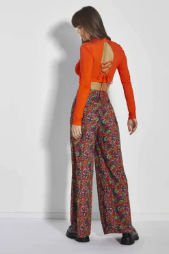 Glamorous Glamorous Care: Our Sustainable Collection|Co-ords|Care Purple Orange Ditsy Wide Leg Trousers -