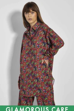 Glamorous Glamorous Care: Our Sustainable Collection|Co-ords|Care Purple Orange Ditsy Oversized Shirt -