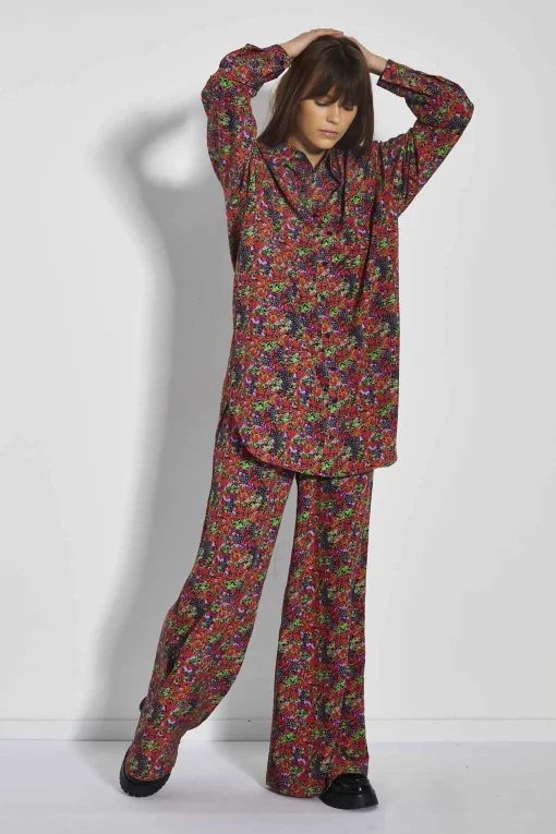 Glamorous Glamorous Care: Our Sustainable Collection|Co-ords|Care Purple Orange Ditsy Oversized Shirt -