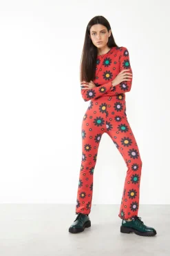 Glamorous Glamorous Care: Our Sustainable Collection|Care Red Bright Daisy Long Sleeve Crop Top -