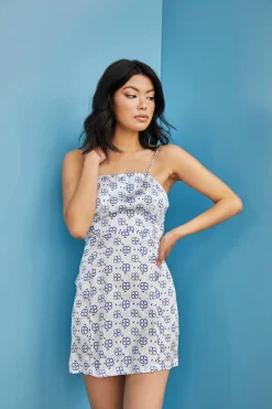 Glamorous Chic Escapes|Glamorous Care: Our Sustainable Collection|Care Royal Blue Geo Tie Back Mini Dress -