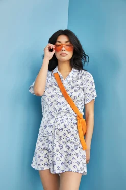 Glamorous Chic Escapes|Glamorous Care: Our Sustainable Collection|Care Royal Blue Geo Button Front Shirt -