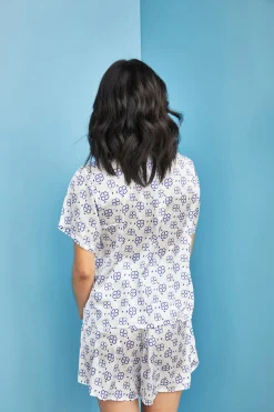 Glamorous Chic Escapes|Glamorous Care: Our Sustainable Collection|Care Royal Blue Geo Button Front Shirt -