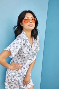 Glamorous Chic Escapes|Glamorous Care: Our Sustainable Collection|Care Royal Blue Geo Button Front Shirt -