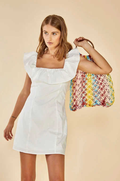 Glamorous Day Dresses|Glamorous Care: Our Sustainable Collection|Care Ruffle Square Neck Mini Dress -