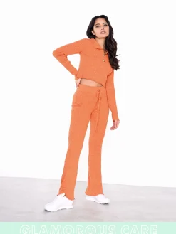 Glamorous Workwear|Glamorous Care: Our Sustainable Collection|Care Rust Melange Button Front Cropped Collar Jumper -