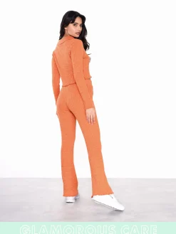 Glamorous Workwear|Glamorous Care: Our Sustainable Collection|Care Rust Melange Button Front Cropped Collar Jumper -