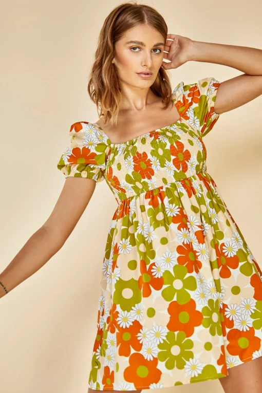 Glamorous Day Dresses|Glamorous Care: Our Sustainable Collection|Care Smocked Empire Line Mini Dress -