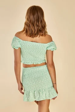 Glamorous Best Dressed Guest|Glamorous Care: Our Sustainable Collection|Care Smocked Mini Skirt with Ruffle Hem -