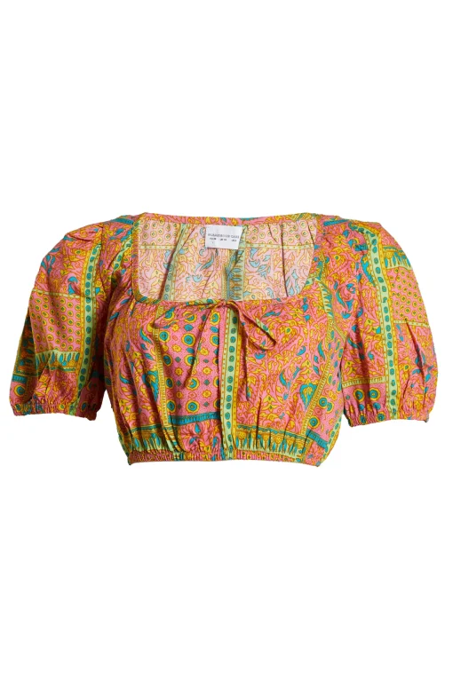 Glamorous Chic Escapes|Glamorous Care: Our Sustainable Collection|Care Square Neck Crop Top with Puff Sleeves -