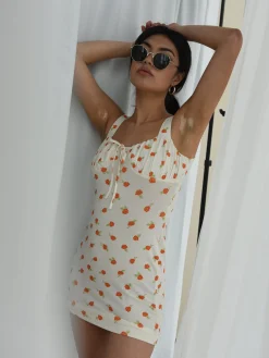 Glamorous Glamorous Care: Our Sustainable Collection|Mini Dresses|Care White Orange Floral Mini Dress -
