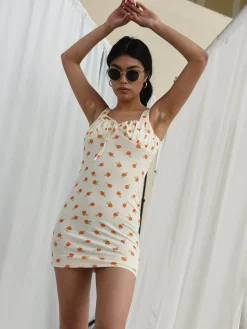 Glamorous Glamorous Care: Our Sustainable Collection|Mini Dresses|Care White Orange Floral Mini Dress -