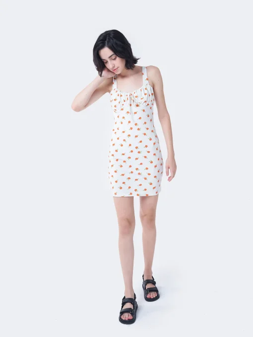 Glamorous Glamorous Care: Our Sustainable Collection|Mini Dresses|Care White Orange Floral Mini Dress -
