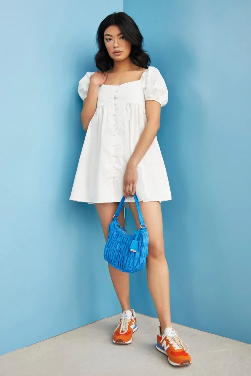 Glamorous Glamorous Care: Our Sustainable Collection|Mini Dresses|Care White Puff Shoulder Shift Mini Dress -