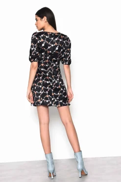 Glamorous Mini Dresses|Mini Dresses|Chain Floral Round Neck Puff Sleeve Mini Dress -