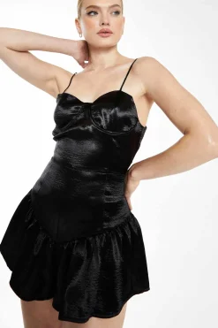 Glamorous Go To Partywear|Party Dresses|Collection Black Ruffle Hem Playsuit -