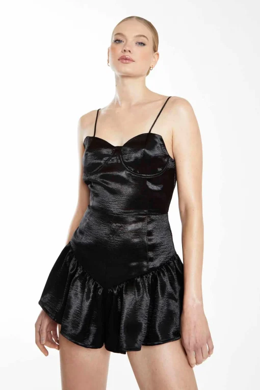 Glamorous Go To Partywear|Party Dresses|Collection Black Ruffle Hem Playsuit -
