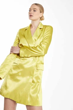 Glamorous Go To Partywear|Party Dresses|Collection Lime Double Breasted Blazer Dress -