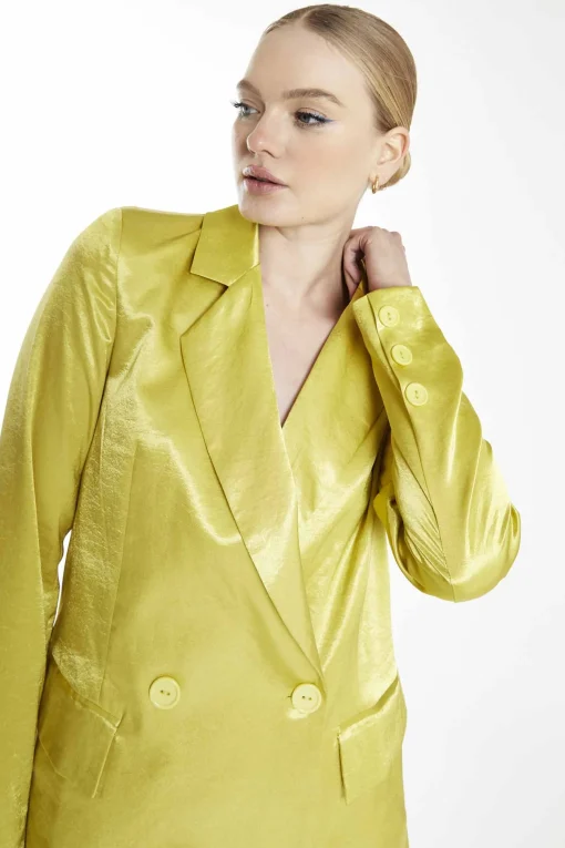 Glamorous Go To Partywear|Party Dresses|Collection Lime Double Breasted Blazer Dress -