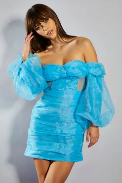 Glamorous Prom|Go To Partywear|Collection Teal Bardot Corset Mini Dress -