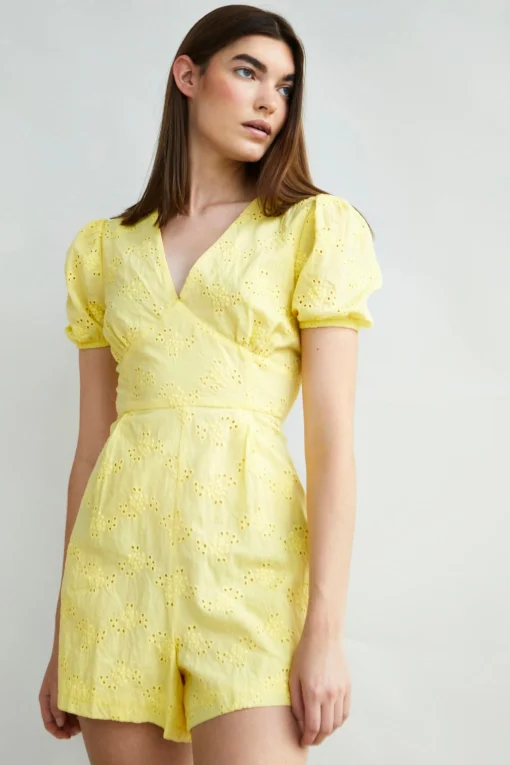 Glamorous Playsuits|Collection V-Neck Playsuit with Puff Sleeves -