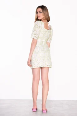 Glamorous Best Dressed Guest|Mini Dresses|Collection White Green Broderie Mini Dress -