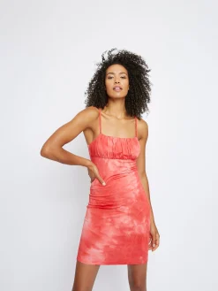 Glamorous Mini Dresses|Mini Dresses|Coral Pink Tie Dye Mini Dress -