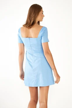 Glamorous Mini Dresses|Mini Dresses|Cornflower Blue Square Neck Mini Dress -