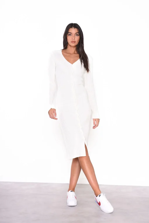 Glamorous Midi & Midaxi Dresses|Midi & Midaxi Dresses|Cream Button Front Midi Dress -