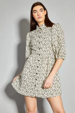 Glamorous Day Dresses|Cream Floral Skater Shirt Dress -