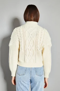 Glamorous Jumpers|Cream High Neck Cable Knit Jumper -