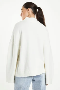Glamorous Jumpers|Cream Large Flower Knitted Oversized Jumper -