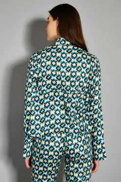 Glamorous Co-ords|Blouses & Shirts|Cream Multi Geo Flower Print V-Neck Button Front Shirt -