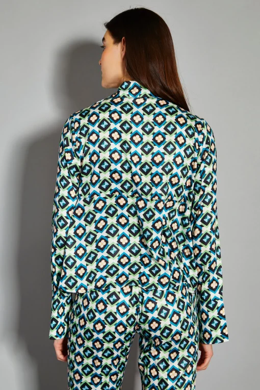 Glamorous Co-ords|Blouses & Shirts|Cream Multi Geo Flower Print V-Neck Button Front Shirt -
