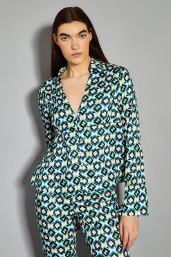Glamorous Co-ords|Blouses & Shirts|Cream Multi Geo Flower Print V-Neck Button Front Shirt -