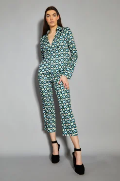 Glamorous Co-ords|Cream Multi Geo Flower Print Cropped Trousers -