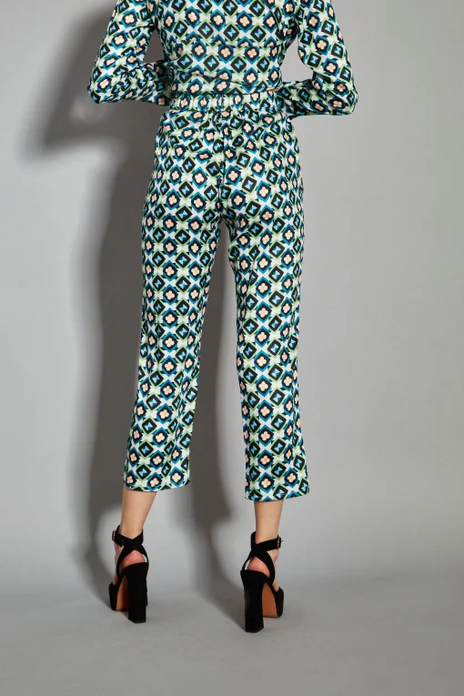Glamorous Co-ords|Cream Multi Geo Flower Print Cropped Trousers -