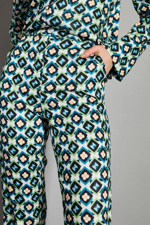 Glamorous Co-ords|Cream Multi Geo Flower Print Cropped Trousers -