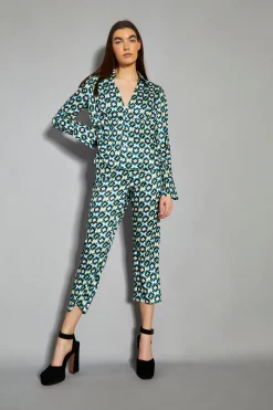 Glamorous Co-ords|Cream Multi Geo Flower Print Cropped Trousers -