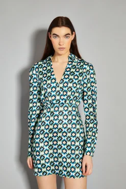 Glamorous Day Dresses|Mini Dresses|Cream Multi Geo Flower Print V-Neck Mini Dress -