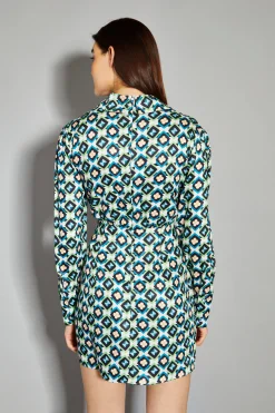 Glamorous Day Dresses|Mini Dresses|Cream Multi Geo Flower Print V-Neck Mini Dress -