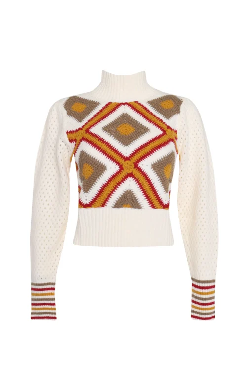 Glamorous Jumpers|Cream Multi Knit Long Sleeve Jumper -