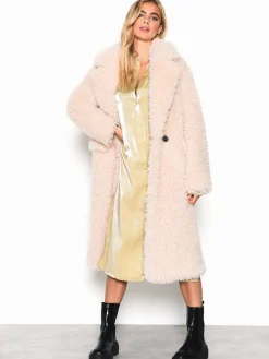 Glamorous Faux Fur & Leather|Longline Coats|Cream Teddy Bear Faux Fur Coat -