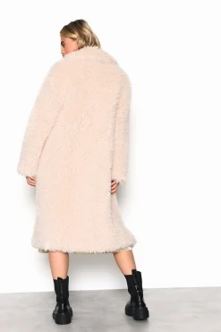 Glamorous Faux Fur & Leather|Longline Coats|Cream Teddy Bear Faux Fur Coat -