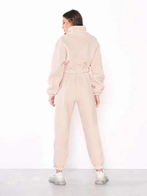 Glamorous Jet Setter|Cream Teddy Fur High Waisted Joggers -