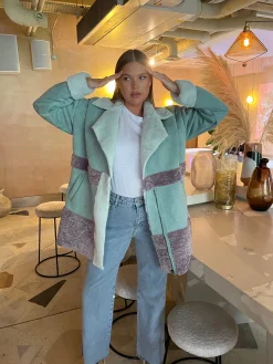 Glamorous Glamorous Curve|Coats|Curve Seafoam Green Mauve Coat -