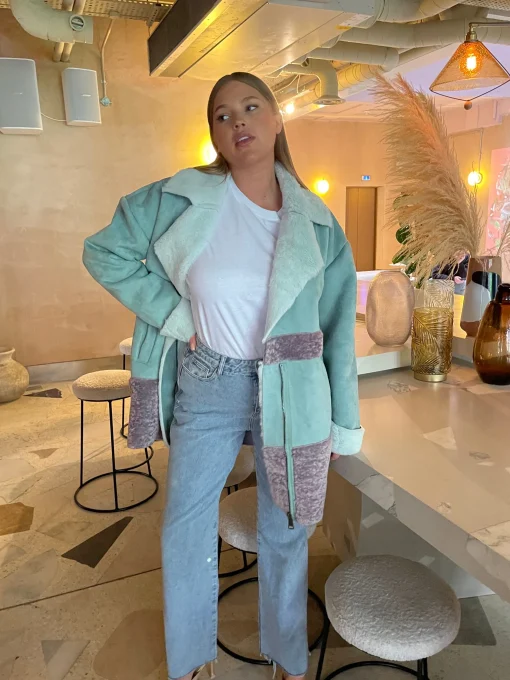Glamorous Glamorous Curve|Coats|Curve Seafoam Green Mauve Coat -