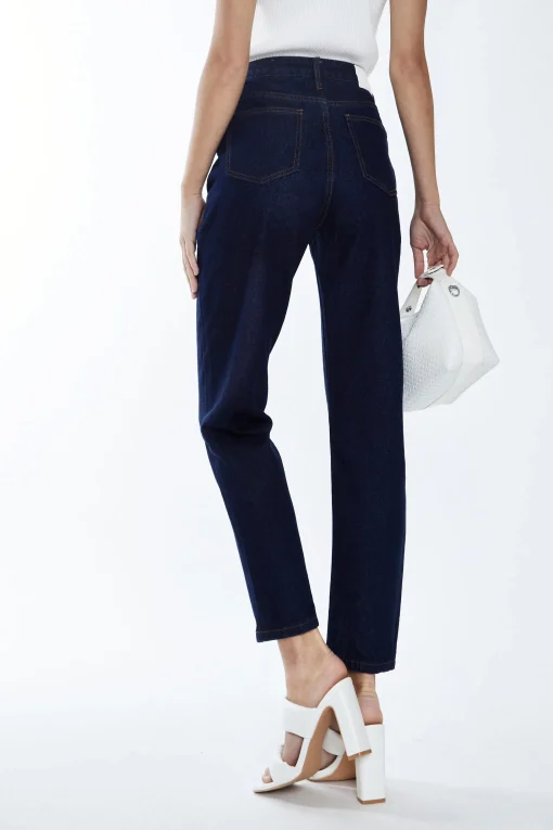 Glamorous Straight Leg Jeans|Dark Blue Denim Slim Fit Straight Leg Jeans -