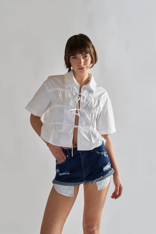 Glamorous Chic Escapes|Denim Shorts|Dark Blue Denim Distressed Shorts -
