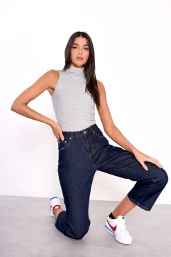 Glamorous High Waisted Jeans|Dark Blue High Waisted 3/4 Length Jeans -